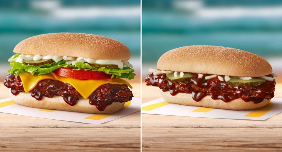 Maccas McRib Deluxe and McRib