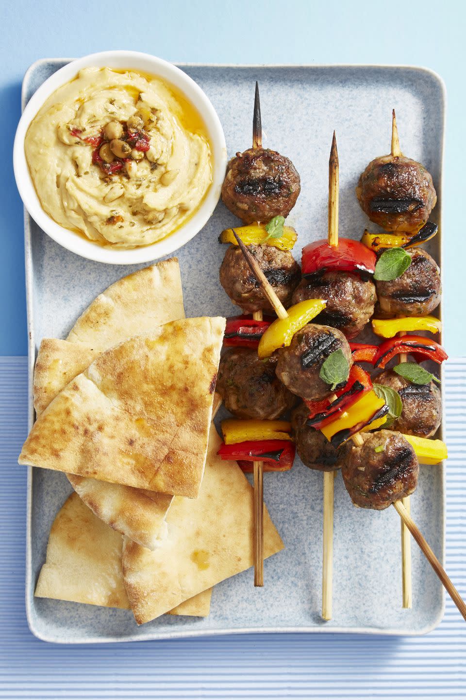Grilled Lamb Meatball and Pepper Skewers