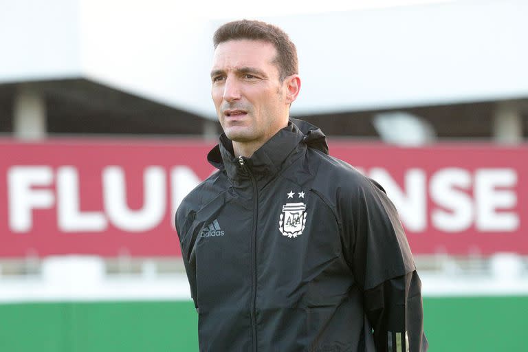 Lionel Scaloni, entrenador del seleccionado argentino, durante la práctica del jueves en el campo de entrenamiento de Fluminense, en Río de Janeiro.