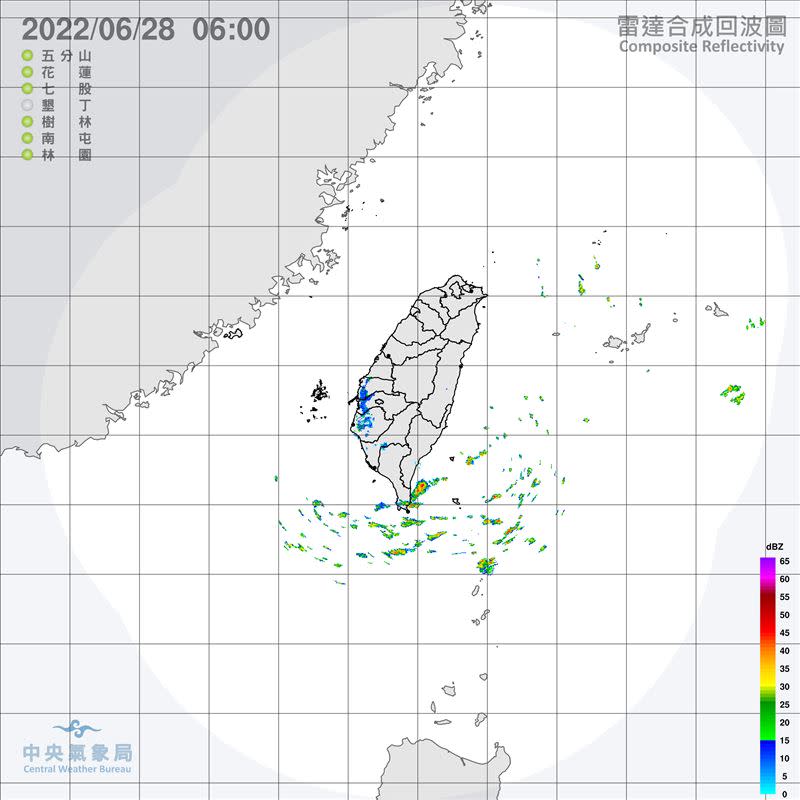 今日上午雷達回波。（圖／中央氣象局）