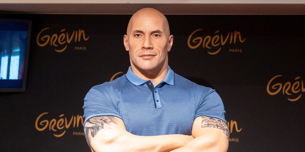 dwayne johnson, the rock wax figure is unveiled at musee grevin