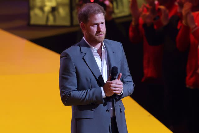 Joern Pollex/Getty Prince Harry speaks on stage during the opening ceremony of the Invictus Games at The Hague in 2022.