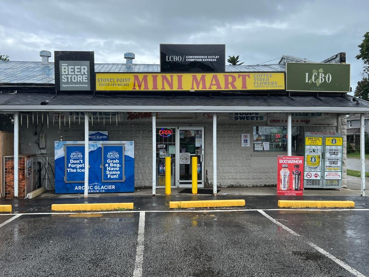 Select LCBO outlets, including the Stoney Point Mini Mart, remain open during the workers strike that shuttered many other major LCBO storefronts. (Jacob Barker/CBC - image credit)