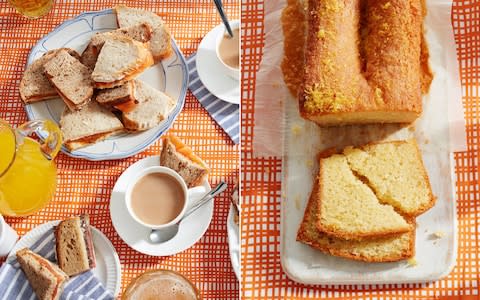 Sandwiches and lemon drizzle cake