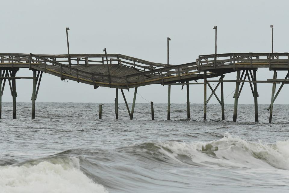 The Ocean Isle Beach Pier sustained damage from Hurricane Isaias, which made landfall in the Brunswick County beach town.