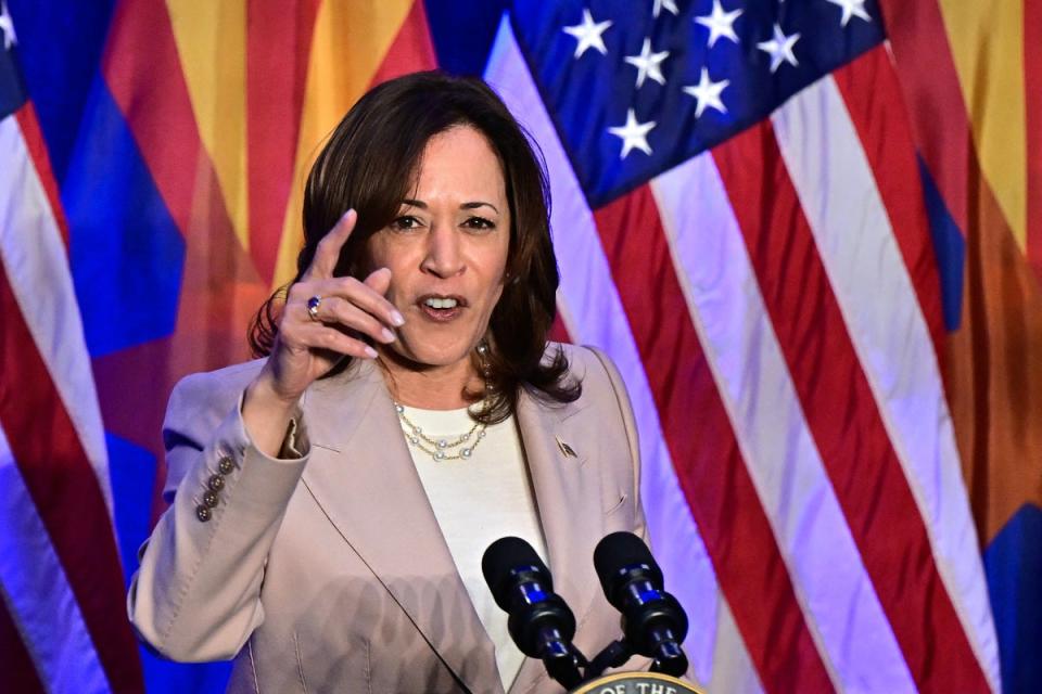 Harris speaks about reproductive freedom in Tucson, Arizona (AFP via Getty Images)