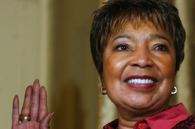 Rep. Eddie Bernice Johnson, D-Texas, shown here at her 2005 swearing in, died from a spinal infection while in hospice care at her home on New Year’s Eve. File Photo/Michael Kleinfeld/UPI