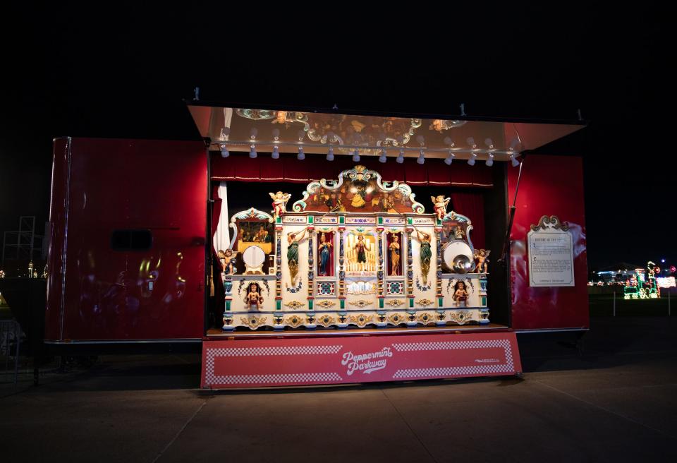 The Peppermint Parkway holiday experience returned to Circuit of the Americas for 2022, seen here Dec. 1 in Austin. In addition to the drive-thru Christmas lights, Peppermint Parkway features carnival rides and food.