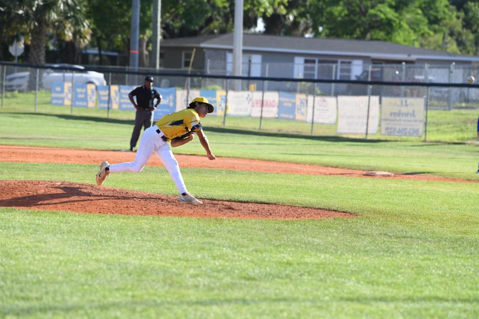 Winter Haven pitcher Joshua Cruz throws a heater versus Lakeland Christian in the Blue Devil Classic.