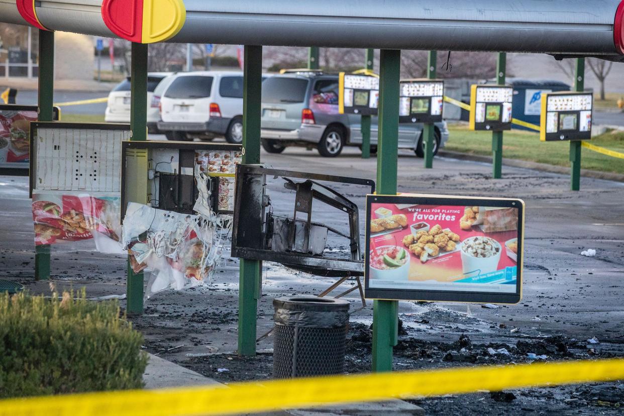 The aftermath of a deadly late Saturday night shooting at a Sonic restaurant in Bellevue, Neb.