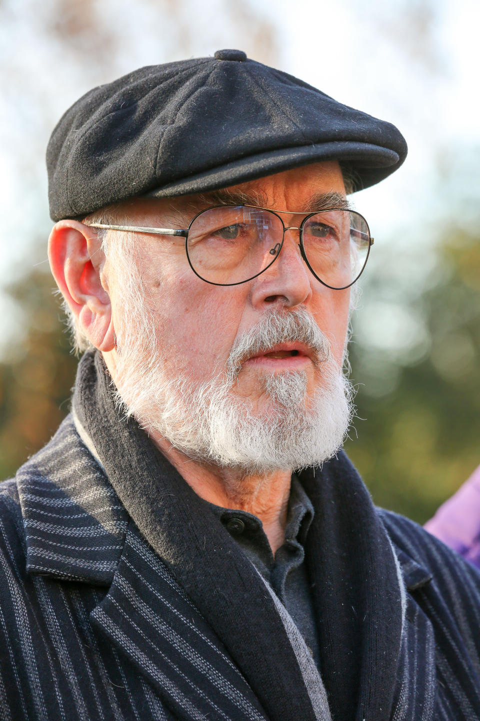Downton Abbey actor, Peter Egan attends the unveiling of 21 bronze life-sized elephants sculptured by artists, Gillie and Marc at Marble Arch in London. The sculptures are to hight the plight of the species which faces extinction by 2040. The herd of elephants will be on display for one year, until 4 December 2020. (Photo by Steve Taylor / SOPA Images/Sipa USA)