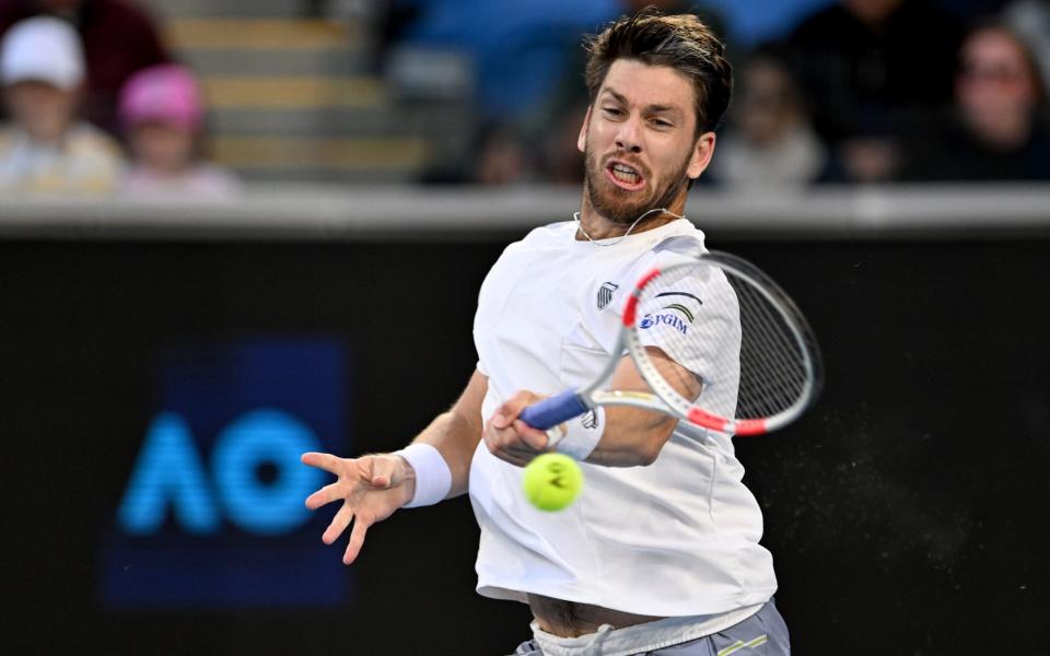 Cameron Norrie of Britain in action during his 4th round match against Alexander Zverev of Germany at the 2024 Australian Open in Melbourne, Australia, 22 January 2024. Australian Open