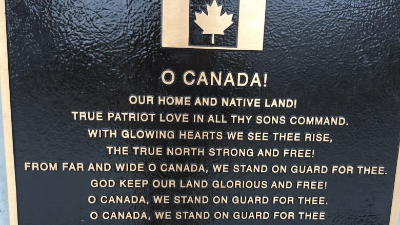 Old national anthem engraved on Great Canadian Flag base intentional, say organizers