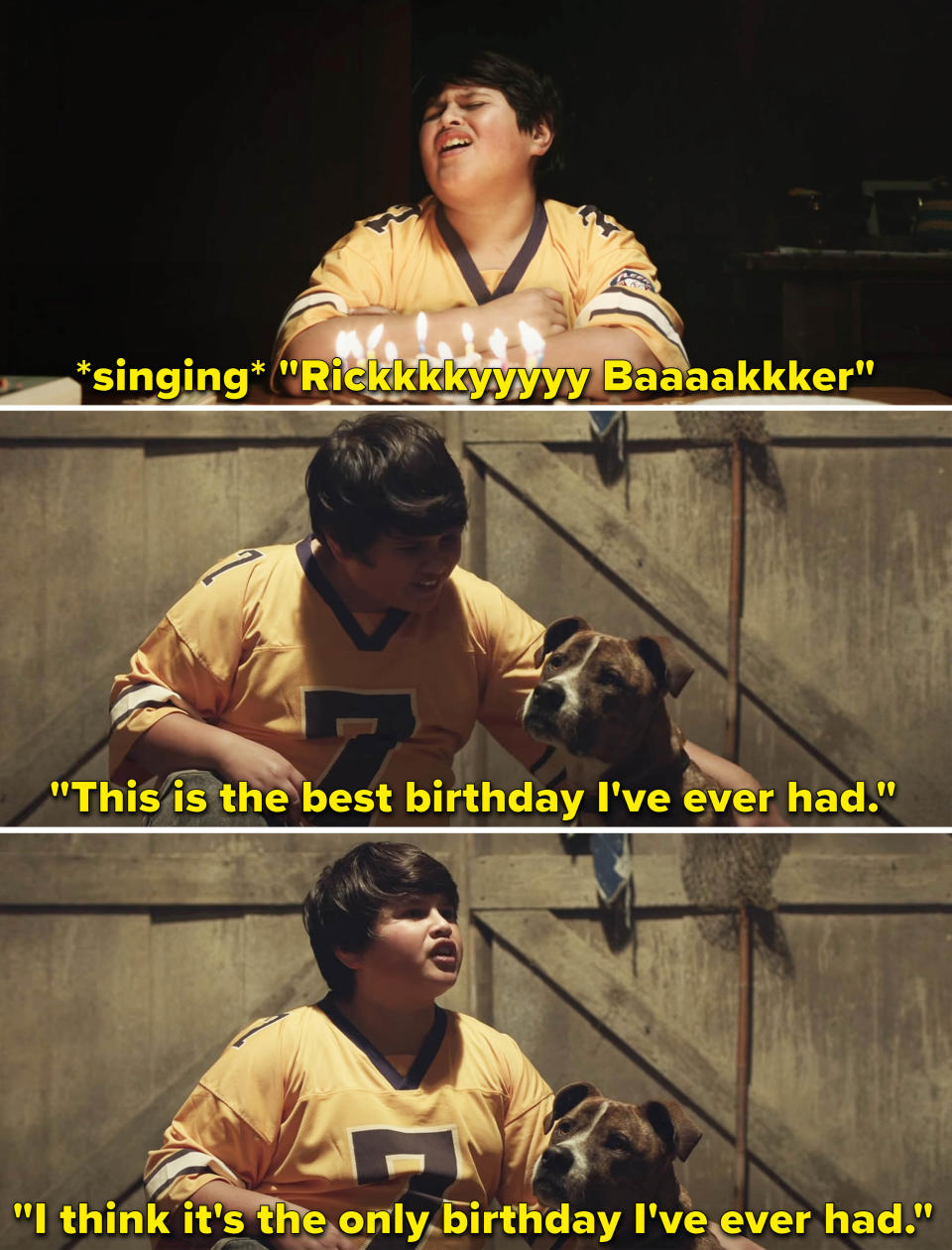 Ricky singing and saying "This is the best birthday I've ever had; I think it's the only birthday I've ever had"