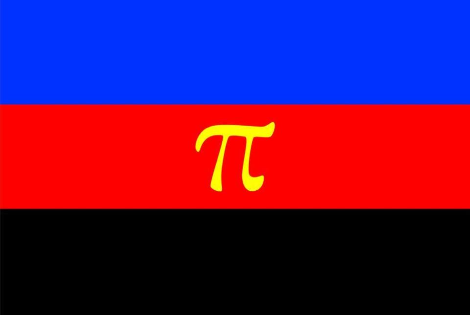 <p>Those that are polyamorous can have infinite partners, so pi, which goes on indefinitely is the perfect symbol for the polyamory flag. The golden color, meanwhile, represents emotional connection, as opposed to sexual love. </p>