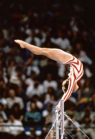 <p> David Madison/Getty Images</p> Mary Lou Retton at the 1984 Olympics