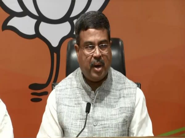 Union Minister Dharmendra Pradhan addressing a press conference in Delhi on Sunday. [Photo/ANI]