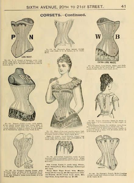 Publicité sur le corset dans le H. O'Neil & Co. Spring & Summer fashion catalogue de 1898. (@pinterest)