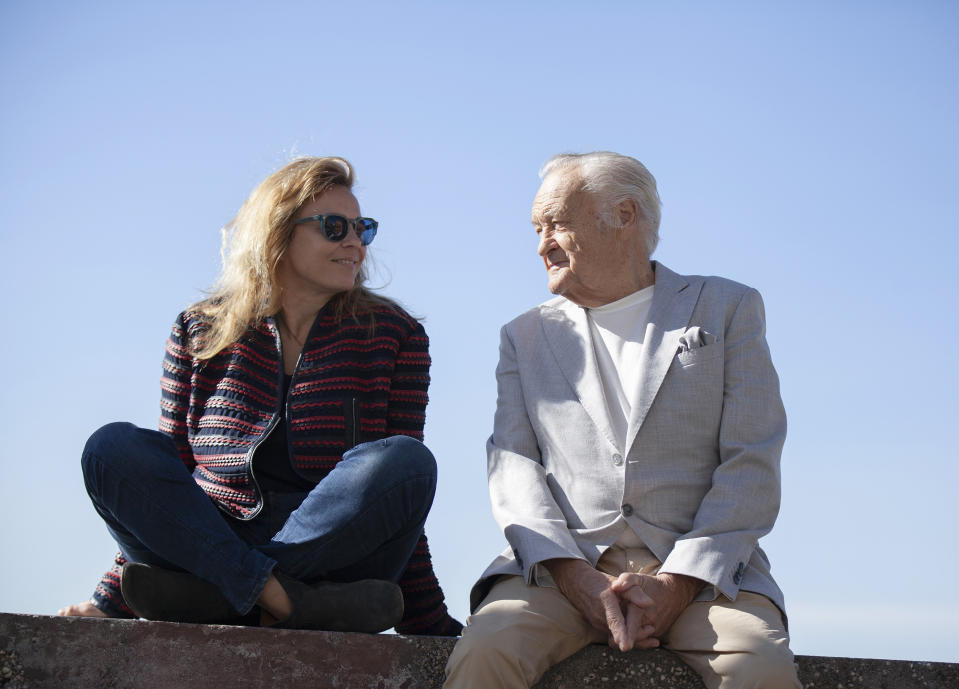 Producer Ewa Piaskowska, left, and Polish filmmaker Jerzy Skolimowski pose for a portrait in Santa Monica, Calif. on Dec. 3, 2022, to promote the film "EO." (Photo by Rebecca Cabage/Invision/AP)