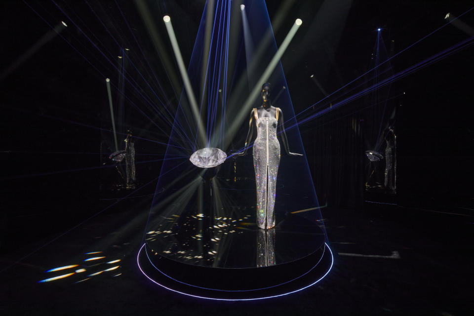 A Versace gown on display at the exhibition.