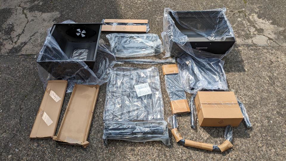 All of the grill's components arrive flat-packed and individually wrapped.