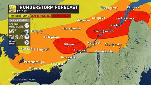 east ON QC friday storm risk July 28 2023