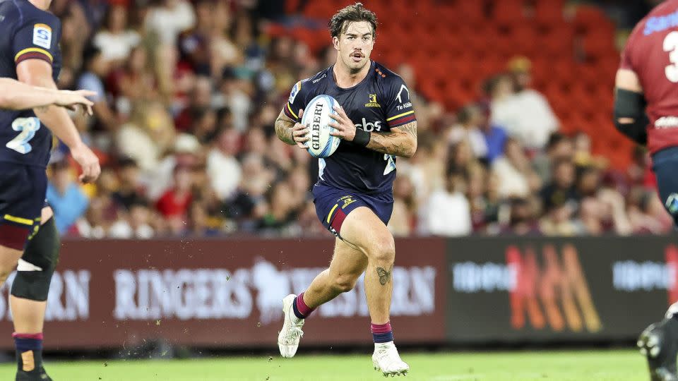 Garden-Bachop runs with the ball during the Highlanders' game against the Queensland Reds on April 19. - Kev Nagle/Icon Sport/Getty Images