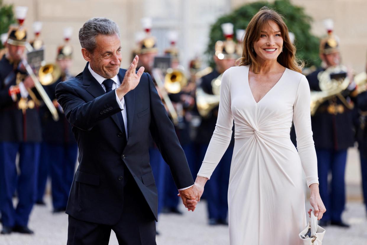 Nicolas Sarkozy et sa femme Carla Bruni-Sarkozy, ici en photo à l’Élysée lors du dîner d’État avec Joe Biden, le 8 juin 2024