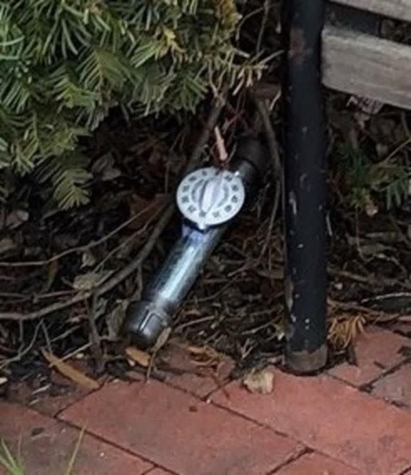 One of two pipe bombs planted by an unidentified suspect on Jan. 5, the night before the deadly insurrection at the U.S. Capitol. (Photo: FBI)