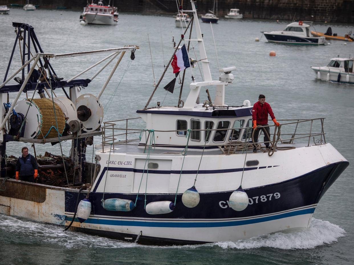 A French fishermen returns from sea after protesting with a fleet of fishing boats in the territorial waters of Jersey (Siegfried Modola/Getty Images)