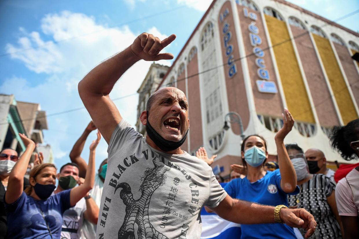 Demonstrators mounted a rare protest against Cuba's communist government in Havana last Sunday, chanting 