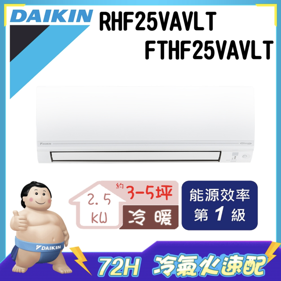 ▲大金3-5坪1級變頻冷暖冷氣 RHF25VAVLT/FTHF25VAVLT經典V系列，原價30,080元、至9/30活動價只要27,072元，領券享8折。（圖片來源：Yahoo購物中心）