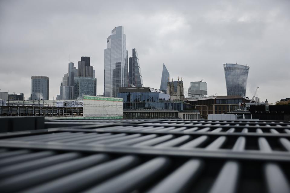 A picture shows the skyscraper office buildings of the City of London on December 11, 2020. - A Brexit trade deal between Britain and the European Union looked to be hanging in the balance on Friday, after leaders on both sides of the Channel gave a gloomy assessment of progress in last-gasp talks. The Bank of England said Friday that UK banks remained "resilient" to the risks of Brexit and coronavirus, but warned financial services could face "disruption" when the transition period ends. (Photo by Tolga Akmen / AFP) (Photo by TOLGA AKMEN/AFP via Getty Images)