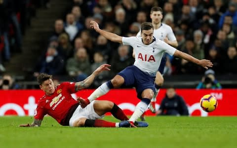  Manchester United's Victor Lindelof in action with Tottenham's Harry Winks - Credit: Reuters