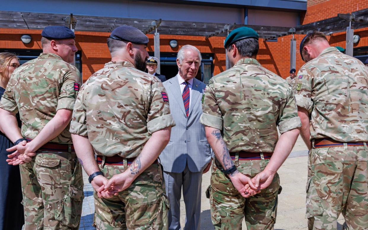 The King met with members of the 3 Royal School of Military Engineering, the training base for the Royal Engineers