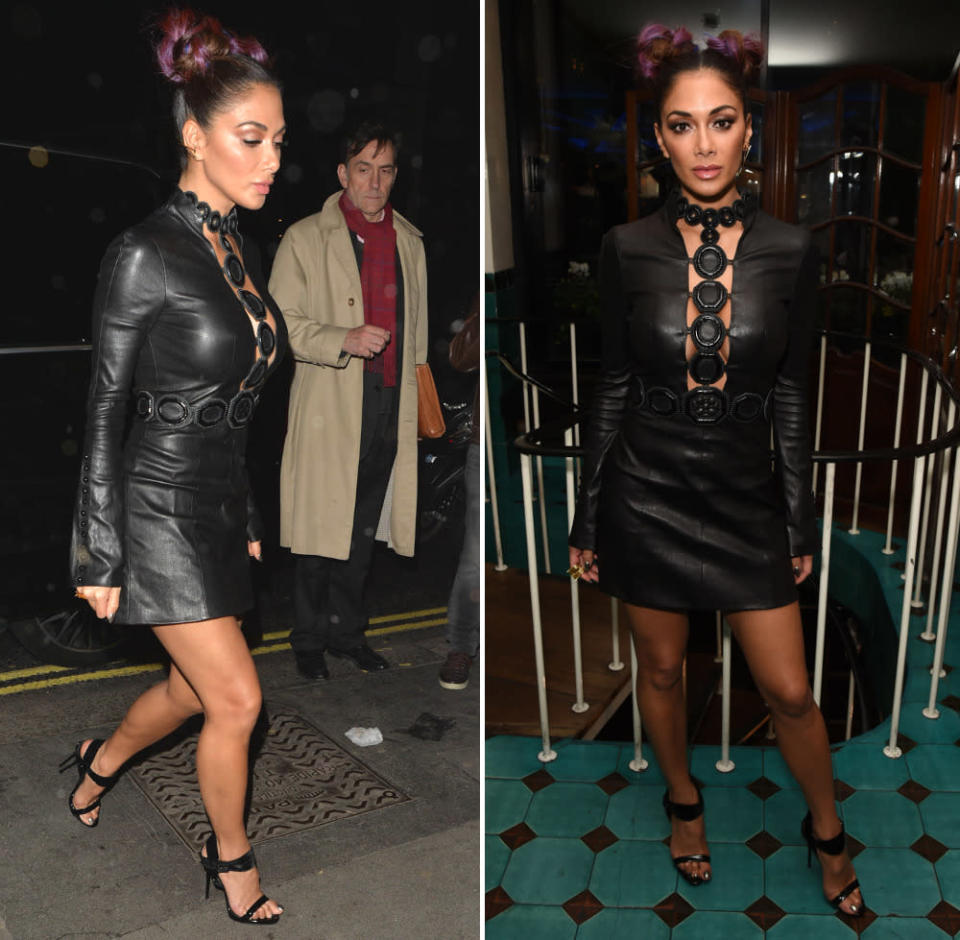 Ähnlich entsetzt wie der Herr im Hintergrund reagierten wir auch auf den Look von Jitrois Paris, in dem Nicole Scherzinger diese Woche im angesagten „Mr Chow“ in London dinierte, was aber vor allem auf die albernen lila Haarknödel zurückzuführen ist. (26. Oktober 2016, Bilder: ddp, Getty Images)