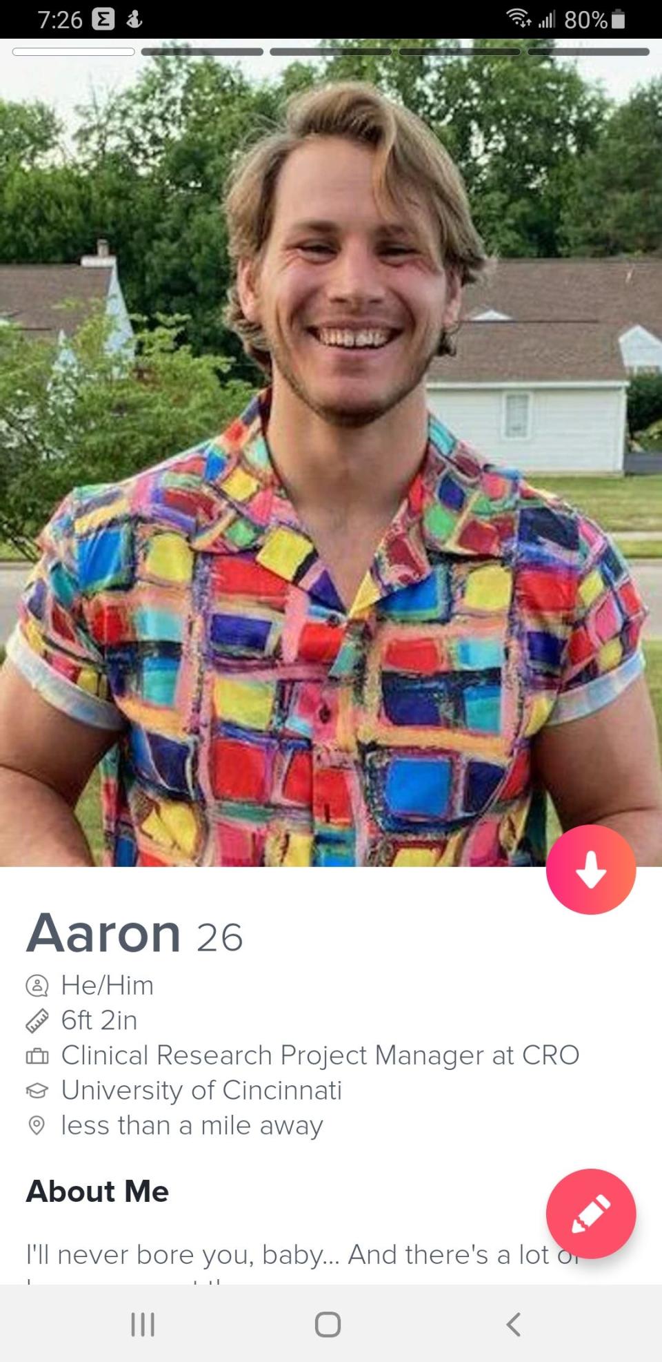 Aaron submitted his Tinder profile to Insider's Dating App Clinic.