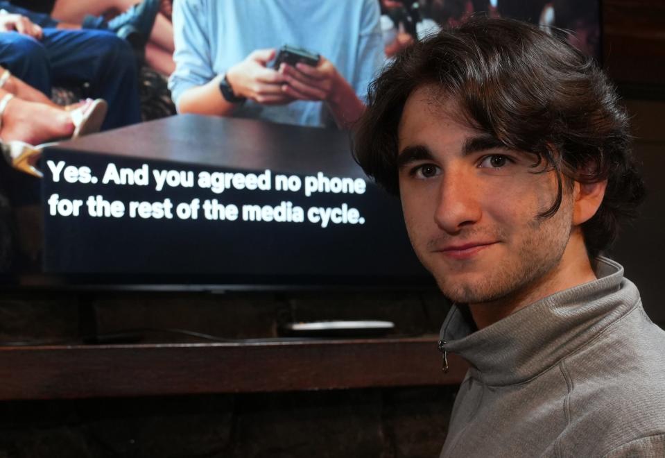 Liam Fahey of Ringwood, a junior at St. Joseph’s of Montvale, watches movies on Netflix with the captions on to enhance the viewing experience.