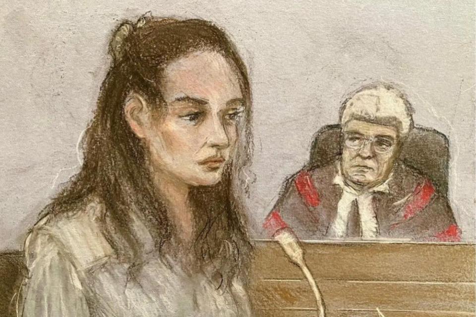 The Bolton News: Court artist sketch of Constance Marten appearing at the Old Bailey
