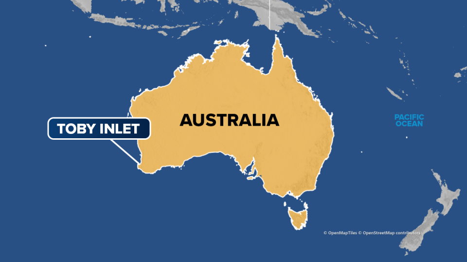 This map shows the location of Toby Inlet in Western Australia, which is to the south of Perth.