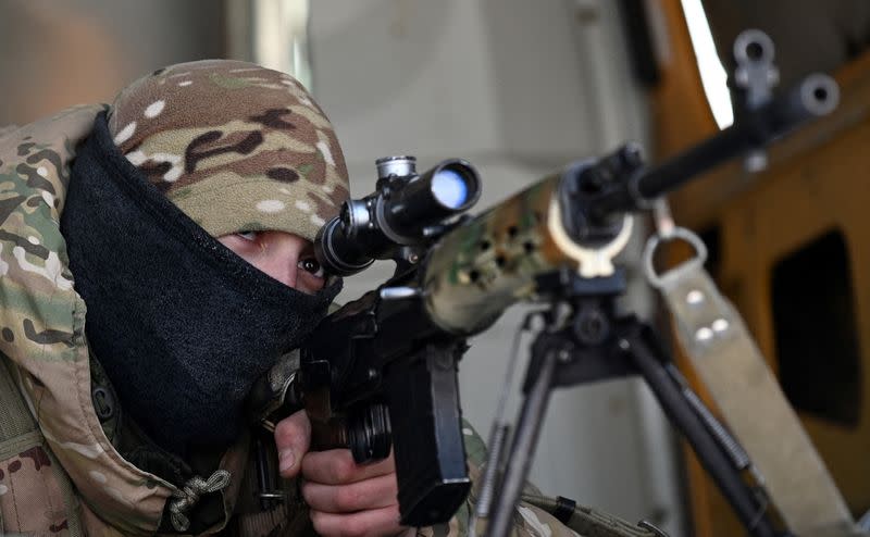 Russian snipers take part in military exercises in the Rostov region