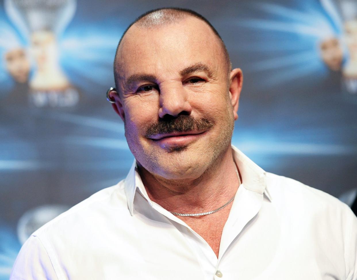 French fashion designer Thierry Mugler is pictured on October 10, 2014 in Friedrichstadt-Palace theater in Berlin after a dress rehearsal of the new show "The Wyld - Not of this world". The world premiere is scheduled for October 23.