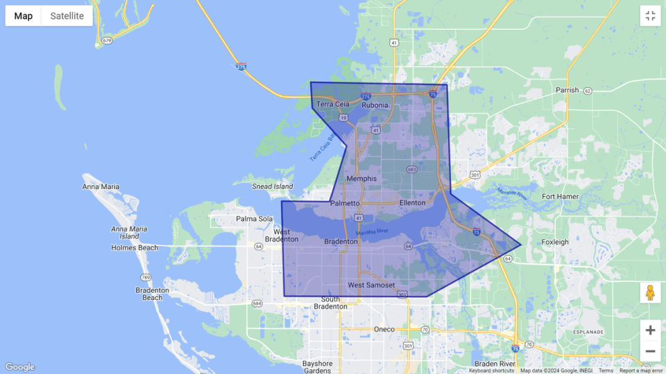 An FDOT alternative corridor study encompasses an area from north of I-275 south to Samoset and from downtown Bradenton east to the vicinity of I-75. The goal is to find one or more alternative river crossings to relieve congestion between Palmetto and Bradenton.