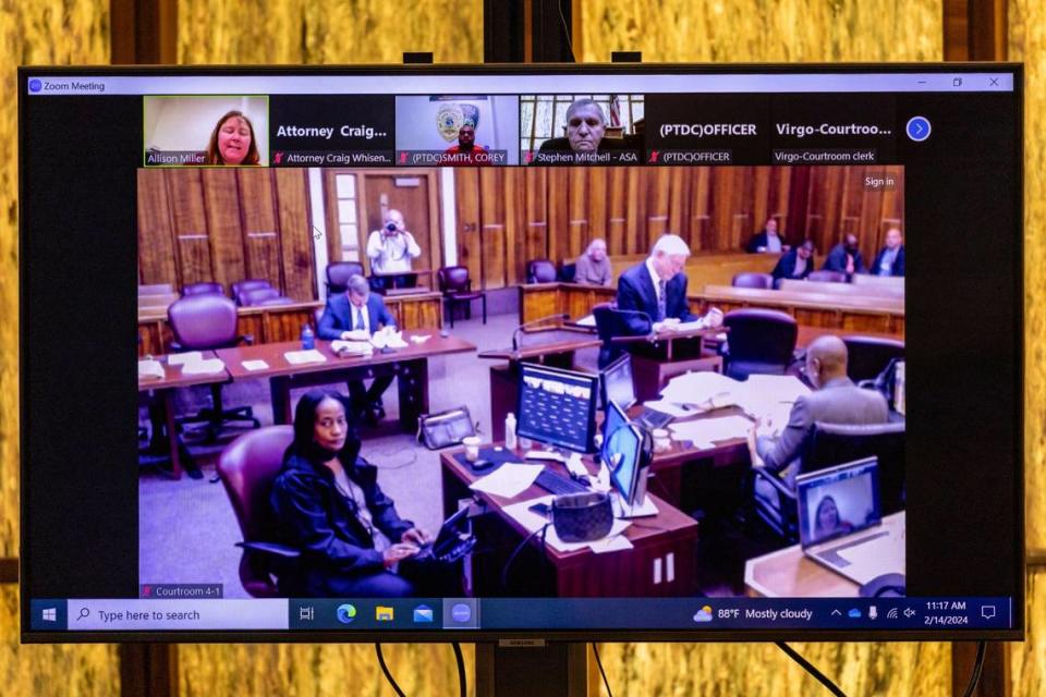 Miami, la Florida, 14 de febrero de 2024: Sala de la jueza Andrea Wolfson durante una audiencia previa al juicio de Corey Smith en el Tribunal Penal del Condado Miami-Dade en Miami.