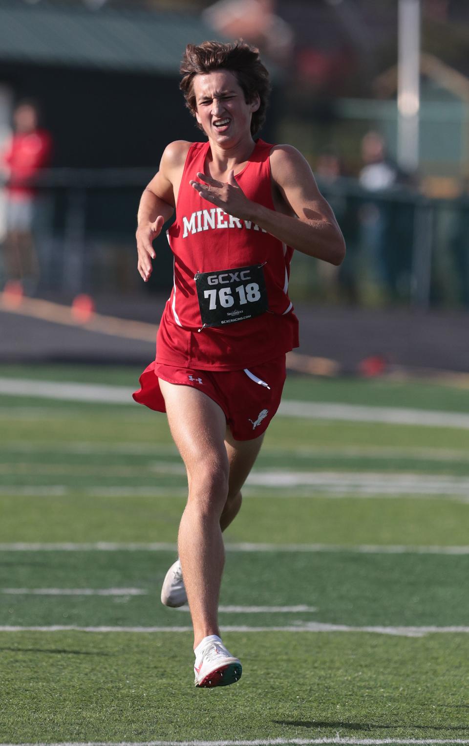 Connor Shingleton of Minerva takes third place at the Stark County Cross Country Invitational held at GlenOak high school.