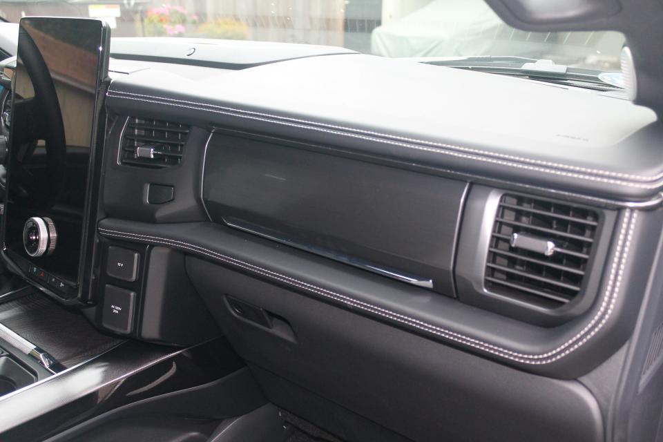 The gray dashboard of the 2023 Ford F-150 Lightning Platinum.