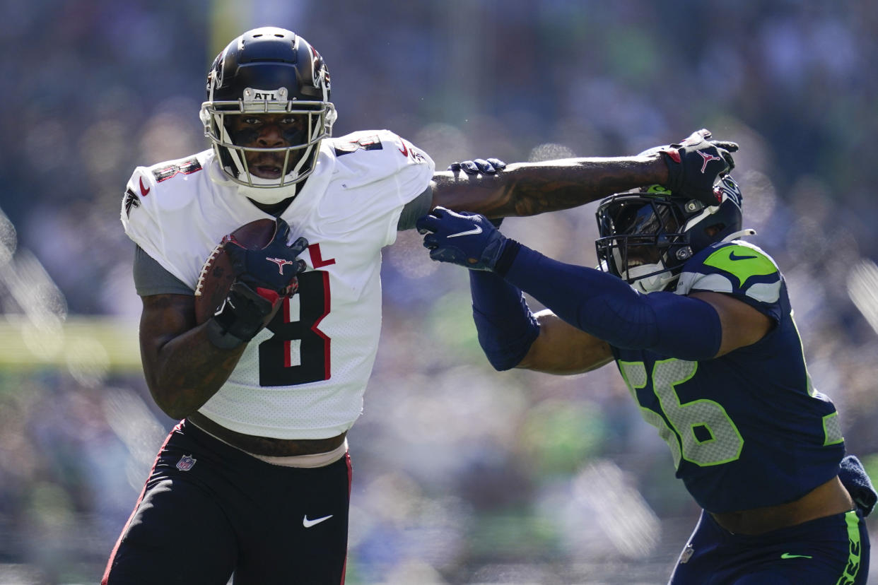 Falcons tight end Kyle Pitts had a rough 2022, but he still has all the ability that made him a can't-miss prospect a couple NFL Drafts ago. (AP Photo/Ashley Landis)