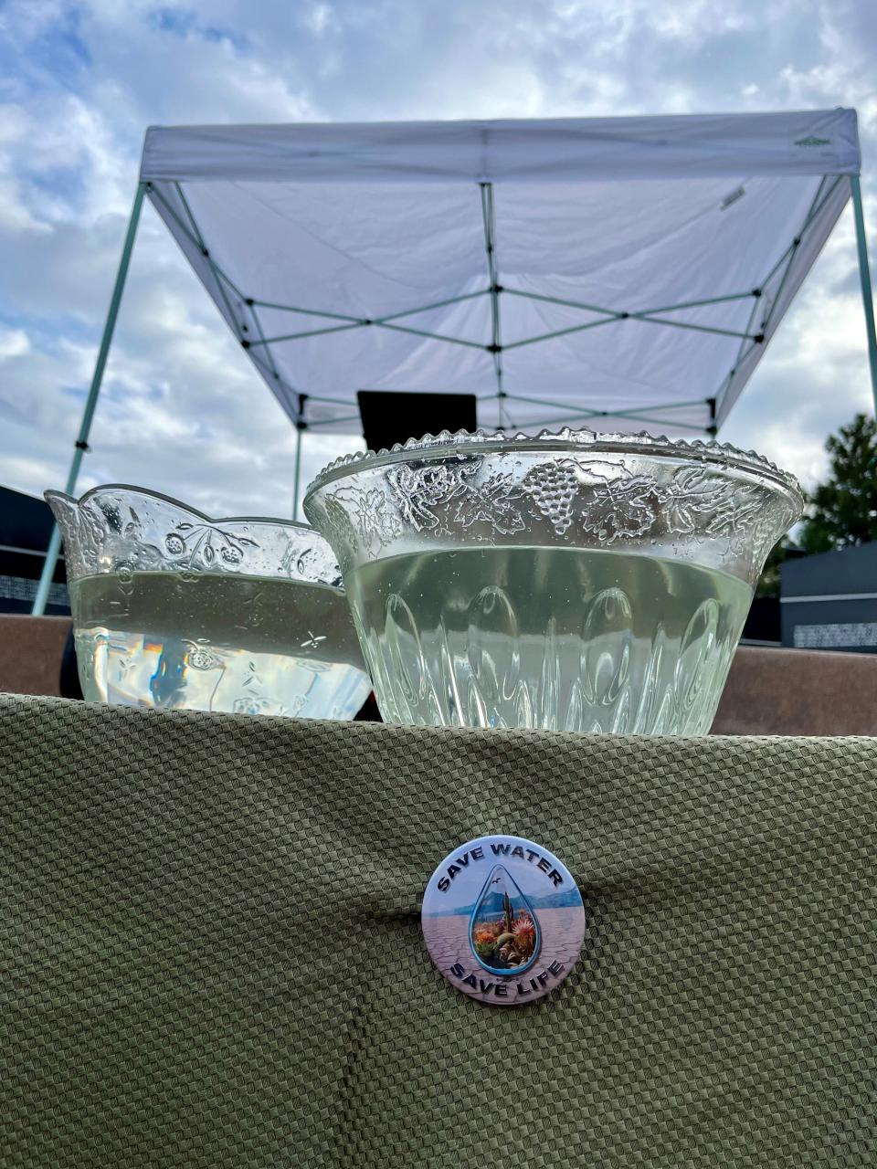 Glass bowls set out on a table in Wesley Bolin Memorial Plaza allowed attendees of the Environment Day at the Arizona Capitol event on January 25, 2024 to pour water brought from different sources into them in recognition of the importance of this natural resource.