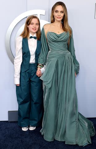 <p>Dia Dipasupil/Getty</p> Angelina Jolie and daughter Vivienne at the 77th Tony Awards in New York City on June 16, 2024