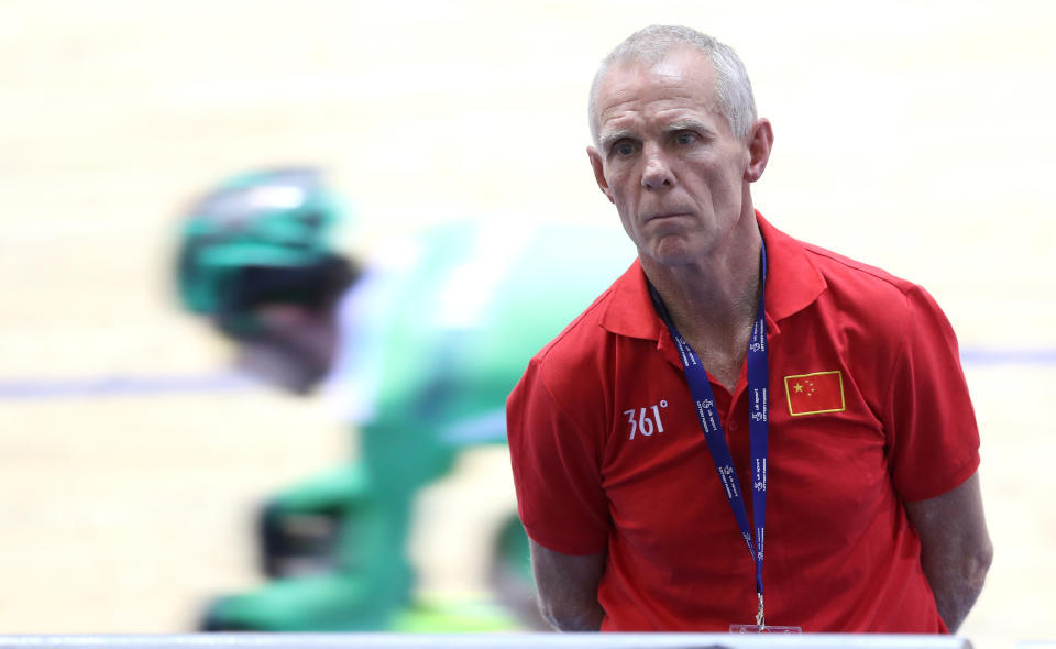 Shane Sutton trackside for the China Team during day two of the TISSOT UCI Track Cycling World Cup at the HSBC UK National Cycling Centre, Manchester. (Photo by Martin Rickett/PA Images via Getty Images)